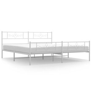 vidaXL Estrutura de cama com cabeceira e p&eacute;s 183x213 cm metal branco