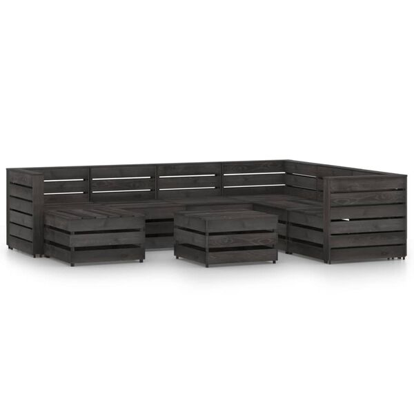 vidaXL 8 pcs conjunto lounge de jardim pinho impregnado cinzento