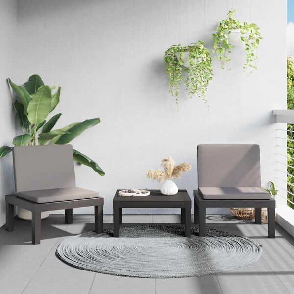 vidaXL Espregui&ccedil;adeira com almofad&otilde;es PP antracite