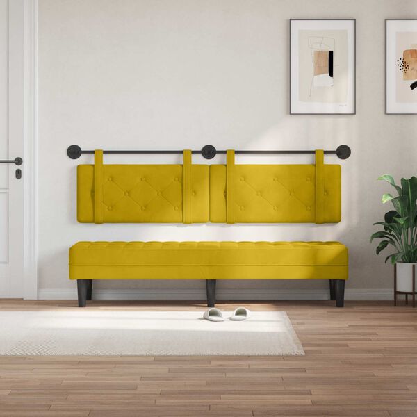 vidaXL Cabeceira Suspensa Amarelo 190 x 55 x 5 cm Veludo