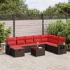 vidaXL 8 pcs conjunto sof&aacute;s de jardim c/ almofad&otilde;es vime PE castanho