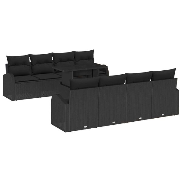 vidaXL Conjunto de Sof&aacute; de Jardim 7 pcs Preto Rattan Sint&eacute;tico