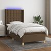 vidaXL Cama box spring c/ colch&atilde;o/LED 90x190 cm tecido castanho-escuro