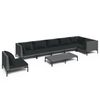 vidaXL 8 pcs conj. lounge jardim c/ almofad&otilde;es vime PE cinzento-escuro