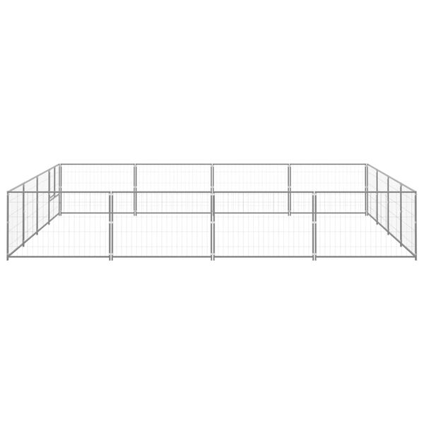 vidaXL Canil para c&atilde;es 16 m&sup2; a&ccedil;o prateado