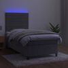 vidaXL Cama box spring c/ colch&atilde;o/LED 90x200 cm veludo cinzento-claro
