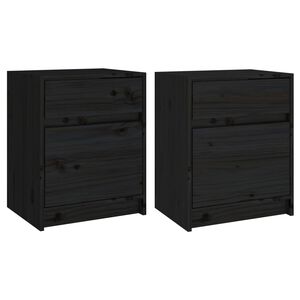 vidaXL Mesas de cabeceira 2 pcs 40x31x50 cm pinho maciço preto