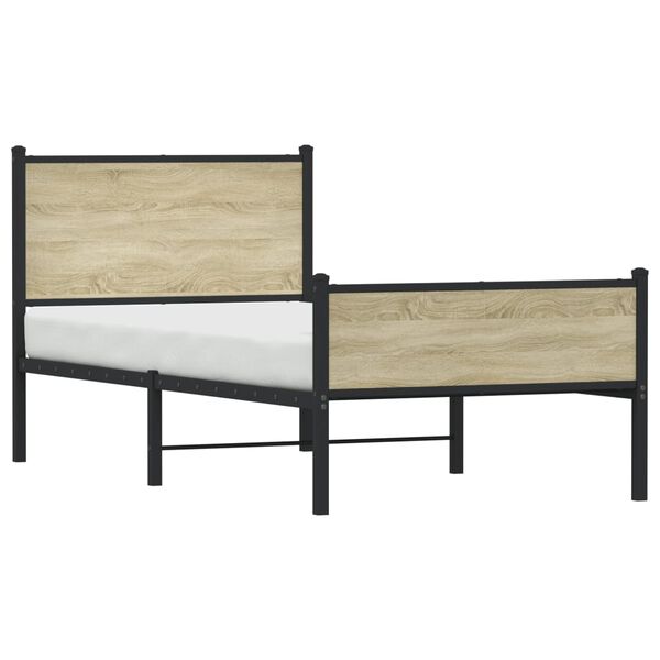 vidaXL Estrutura de cama sem colchão 80x200 cm metal carvalho sonoma