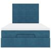 vidaXL Estrutura de cama otomana com colch&otilde;es azul escuro Veludo
