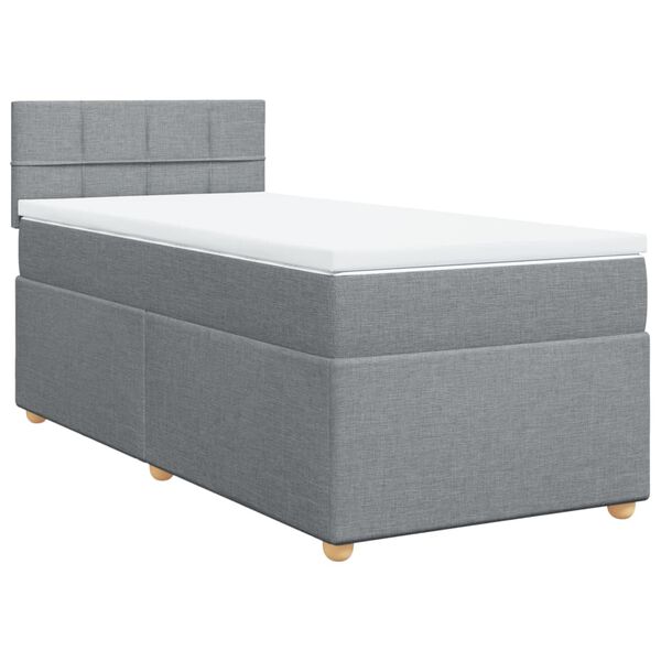 vidaXL Cama com molas/colch&atilde;o 90x200 cm tecido cinza-claro