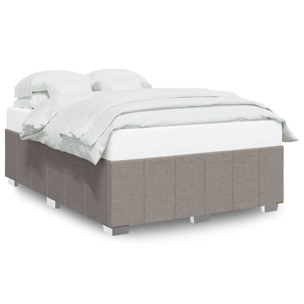 vidaXL Cama sem colch&atilde;o 140x190 cm tecido castanho-acinzentado
