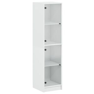 vidaXL Aparador alto c/ portas de vidro 35x37x142 cm branco