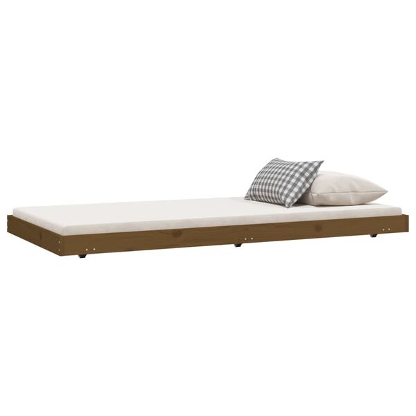 vidaXL Estrutura de cama 90x190cm madeira de pinho maci&ccedil;a castanho mel