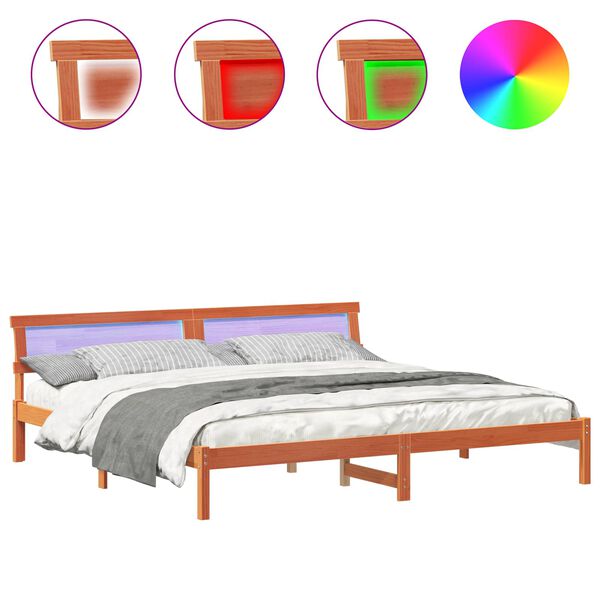 vidaXL Estrutura da Cama com cabeceira Marrom Cera 180 x 200 cm