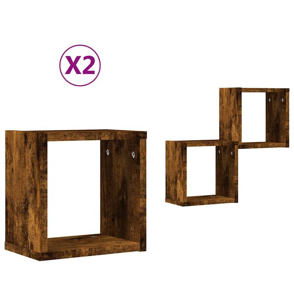 vidaXL Prateleiras de Parede 2 pcs Carvalho Defumado 26 x 15 x 26 cm