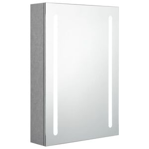 vidaXL Arm&aacute;rio espelhado casa de banho LED 50x13x70cm cinzento cimento