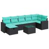 vidaXL 8 pcs conjunto sof&aacute;s de jardim com almofad&otilde;es vime PE preto