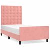 vidaXL Estrutura de cama c/ cabeceira 100x200 cm veludo rosa