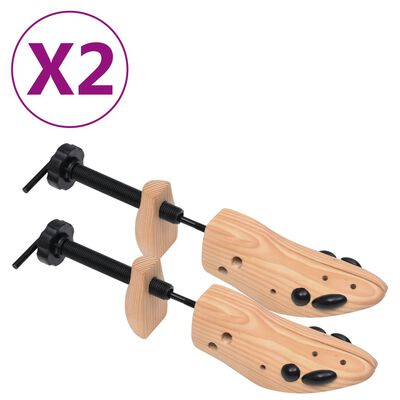vidaXL Alargador de calçado 2 pares tam. 41-46 madeira de pinho maciça