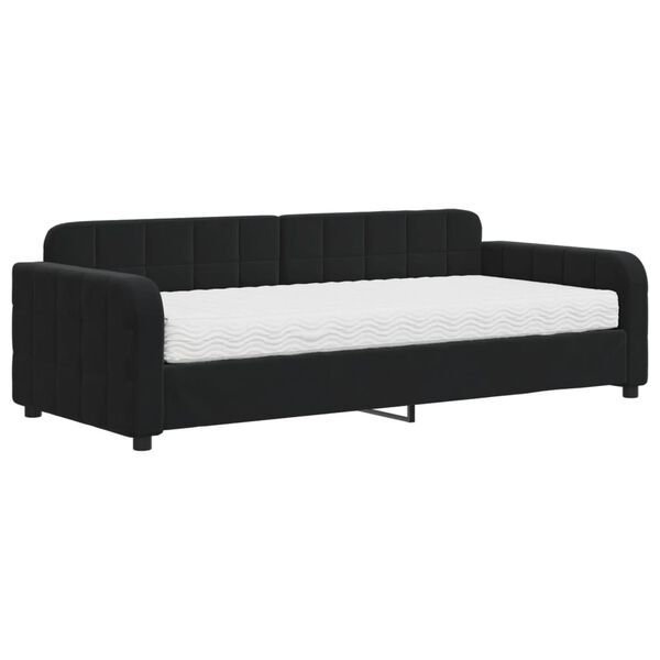 vidaXL Sof&aacute;-cama com colch&atilde;o 90x200 cm veludo preto