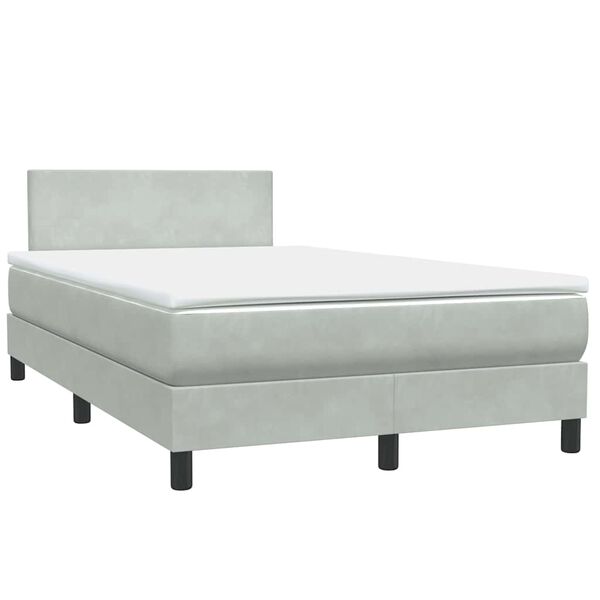 vidaXL Cama boxspring c/ colch&atilde;o 120x220 cm veludo cinzento-claro