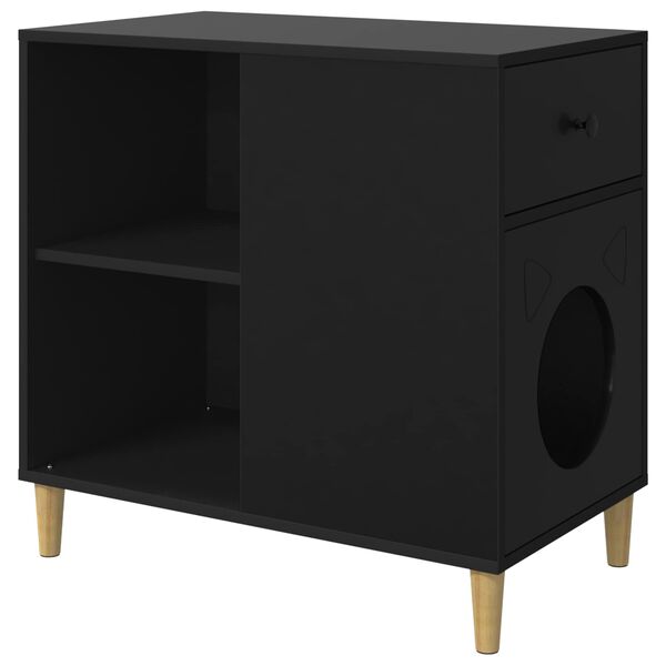 vidaXL Casa para Gatos Preto 72 x 42,5 x 70 cm Madeira processada