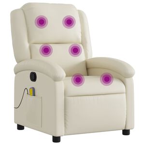 vidaXL Poltrona de massagem reclin&aacute;vel em couro sint&eacute;tico creme