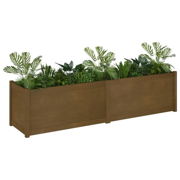 vidaXL Vaso/floreira de jardim 200x50x50 cm pinho maci&ccedil;o castanho-mel
