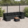 vidaXL 8 pcs conjunto sof&aacute;s de jardim com almofad&otilde;es vime PE preto