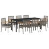 vidaXL Conjunto de Jantar para Jardim 9 pcs Cinza e Preto Vime