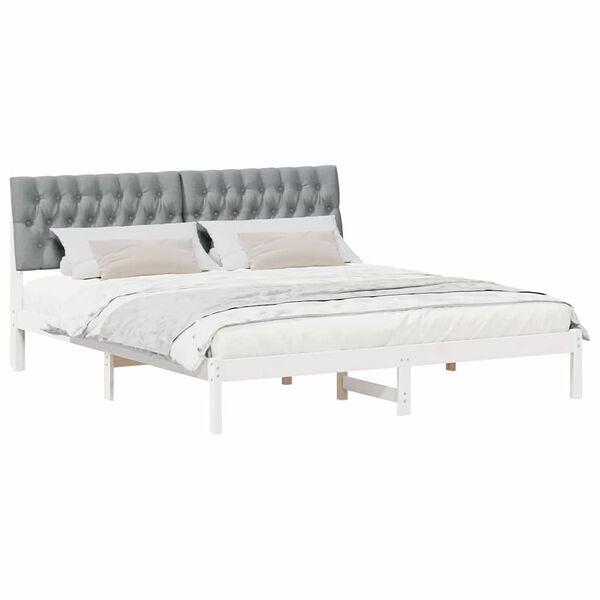 vidaXL Estrutura de Cama com Cabeceira Estofada Branco 180 x 200 cm