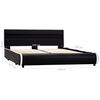 vidaXL Estrutura de cama com LED 140x200 cm couro artificial preto
