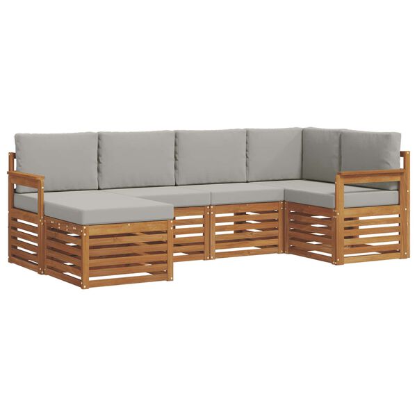 vidaXL Conjuntos de sof&aacute;s com almofada 6 pcs Cinza Natural e Claro