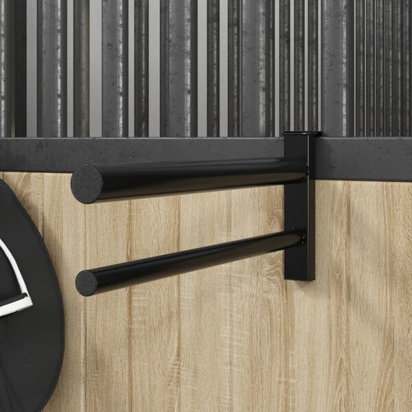 vidaXL Suporte de sela com dois dois braços portátil ferro preto