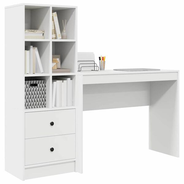 vidaXL Mesa com gaveta 2 pcs Branco