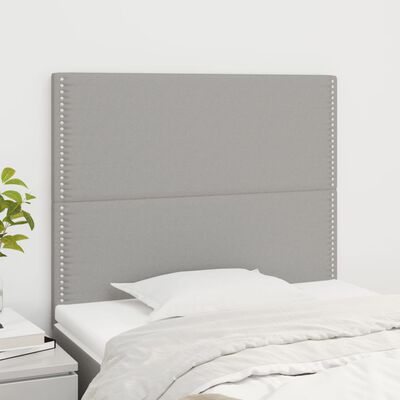 vidaXL Cabeceira de cama 2 pcs tecido 100x5x78/88 cm cinzento-claro