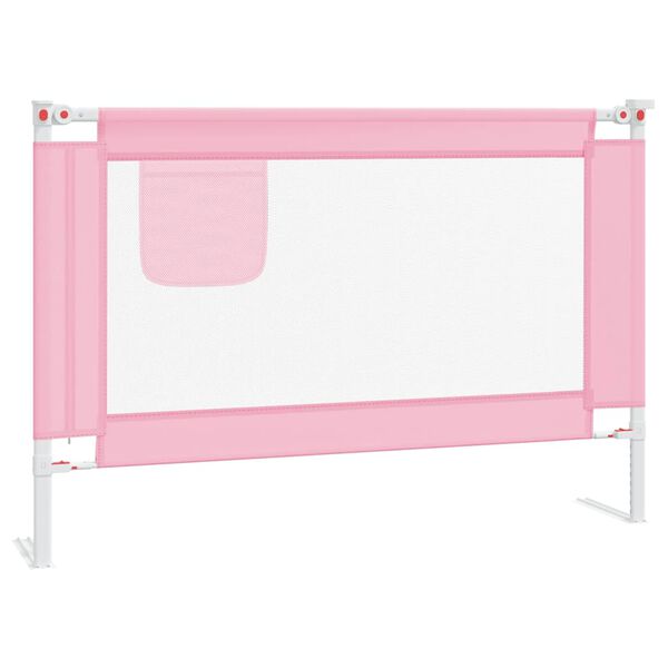 vidaXL Barra de seguran&ccedil;a p/ cama infantil tecido 100x25 cm rosa