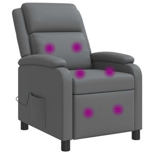 vidaXL Recliner de Massagem Cinzento Couro Sint&eacute;tico