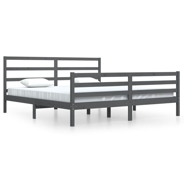vidaXL Estrutura de cama 200x200 cm pinho maci&ccedil;o cinzento