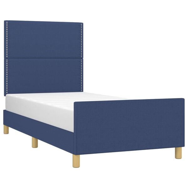vidaXL Estrutura de cama sem colch&atilde;o 90x190 cm tecido azul