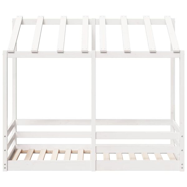 vidaXL Cama infantil com telhado 70x140 cm pinho maci&ccedil;o branco