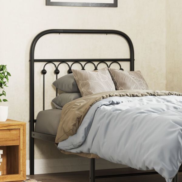 vidaXL Cabeceira de cama 75 cm metal preto
