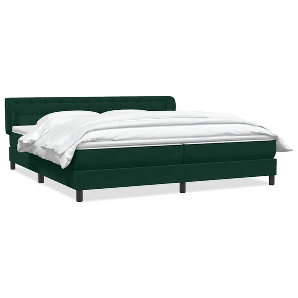 vidaXL Cama com molas colch&otilde;es 200x210 cm veludo verde-escuro