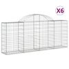 vidaXL Cestos gabi&atilde;o arqueados 6 pcs 200x30x80/100cm ferro galvanizado