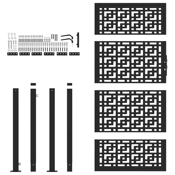 vidaXL Port&atilde;o de jardim preto 100x175 cm a&ccedil;o design em cruz