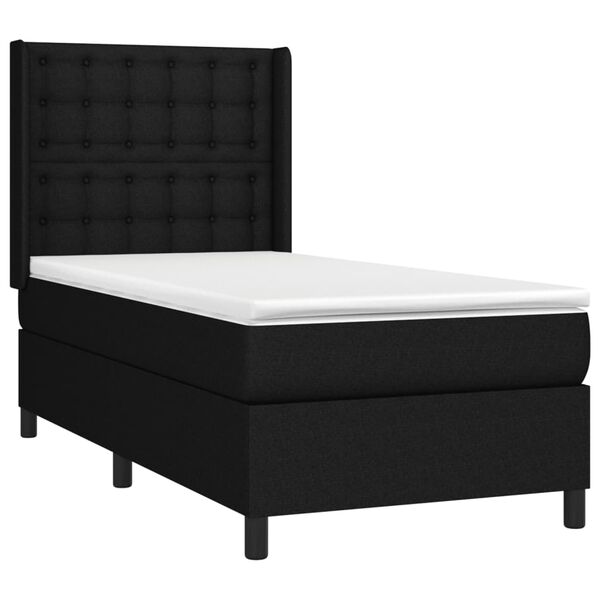 vidaXL Cama com molas/colch&atilde;o 90x190 cm tecido preto