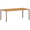 vidaXL Mesa de jardim 190x90x75 cm vime PE e madeira de maciça bege