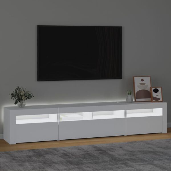 vidaXL Móvel de TV com luzes LED 210x35x40 cm branco