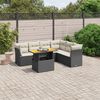 vidaXL 7 pcs conjunto de sof&aacute;s p/ jardim c/ almofad&otilde;es vime PE preto