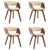 vidaXL Cadeiras jantar 4 pcs madeira curvada e couro artificial creme
